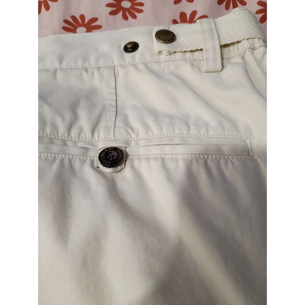 Orvis Mens Cargo Shorts Size 46 Cream Off White Cotton Canvas Outdoor Hiking